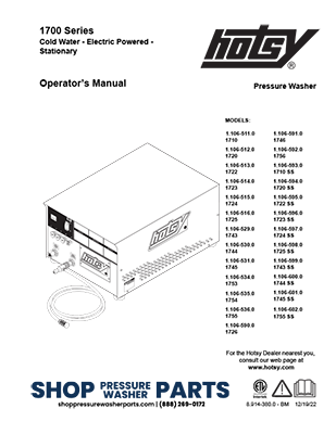 Hotsy 1700 Series Operator's Manual