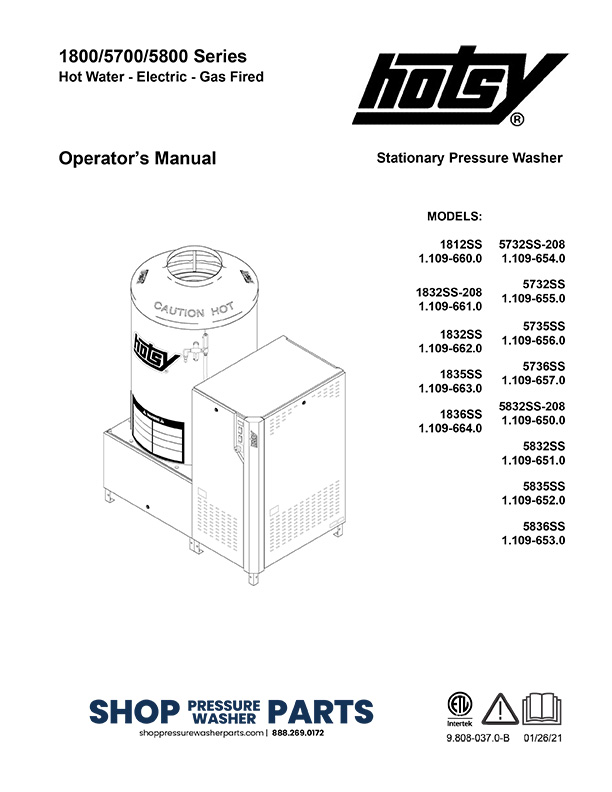 Hotsy 1800/5700/5800 Series Manual