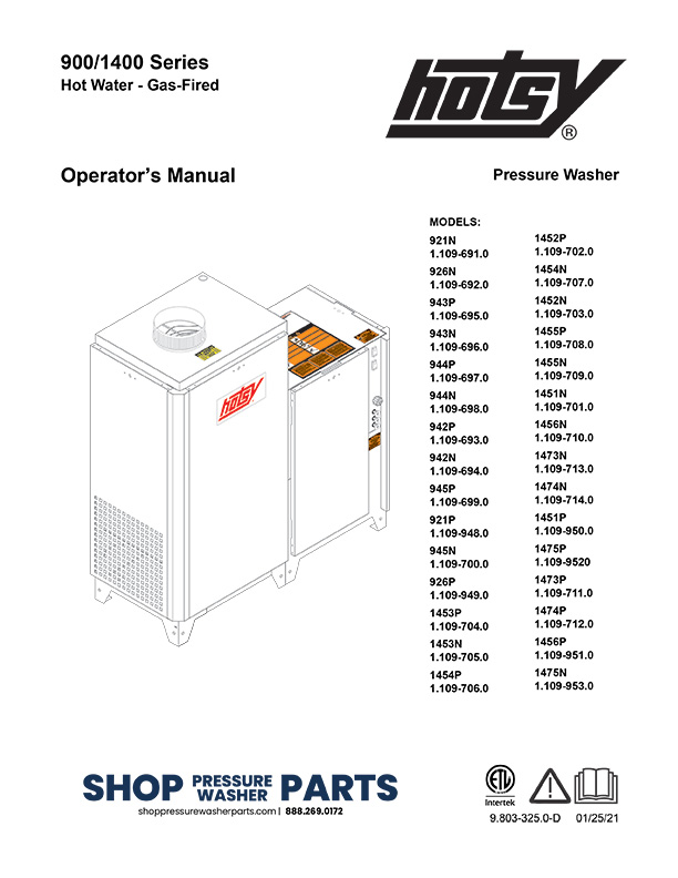 Hotsy 900/1400 Series Operator Manual