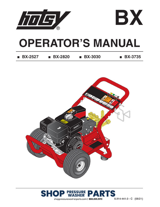Hotsy BX Series Cold Water Pressure Washer Manual