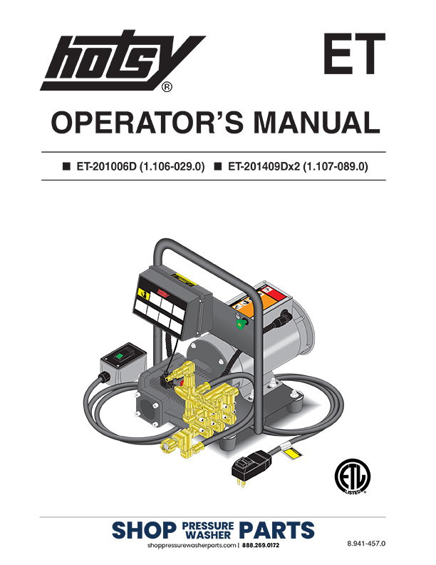 Hotsy ET Series Operator Manual