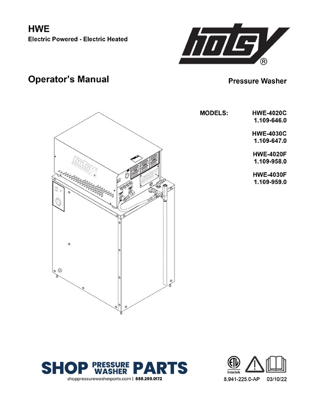 Hotsy HWE Series Operator Manual