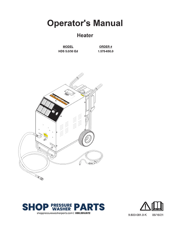 Karcher HDS 5.0/30 Heater Operators Manual
