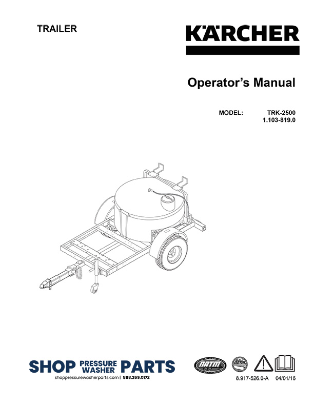Karcher TRK-2500 Trailer Operator Manual