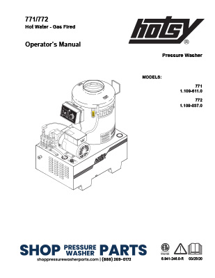 Hotsy 771/772 Series Operator's Manual
