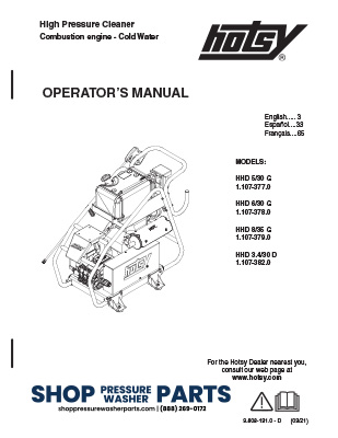 Hotsy HHD Series Operator's Manual