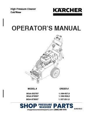 Karcher BGA Series Operator's Manual