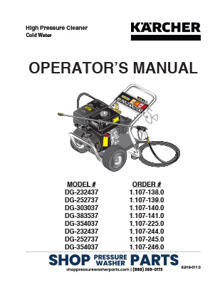 Karcher DG Series Operator's Manual