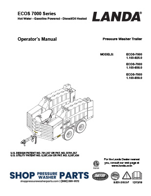 Landa ECOS-7000 Trailer Operator's Manual