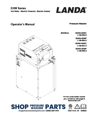 Landa EHW Series Operator's Manual