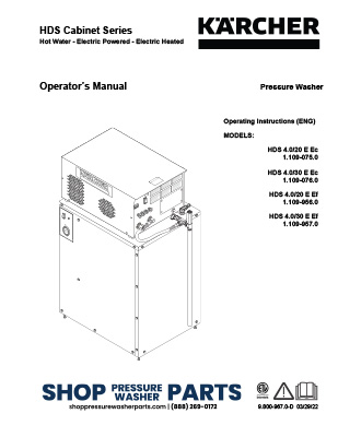 Karcher HDS Cabinet Operator's Manual