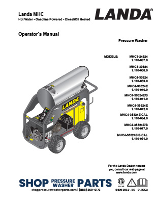 Landa MHC Series Operator's Manual
