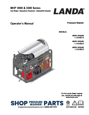 Landa MHP Series Operator's Manual