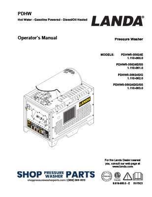 Landa PDHW Series Operator's Manual
