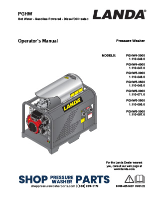Landa PGHW Series Operator's Manual