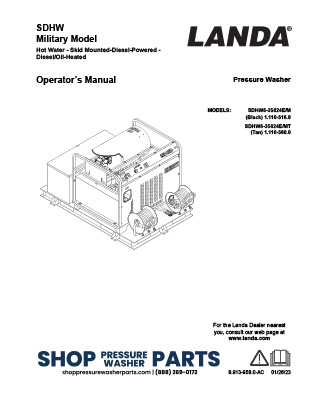 Landa SDHW Series Operator's Manual