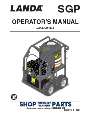 Landa SGP Series Operator's Manual