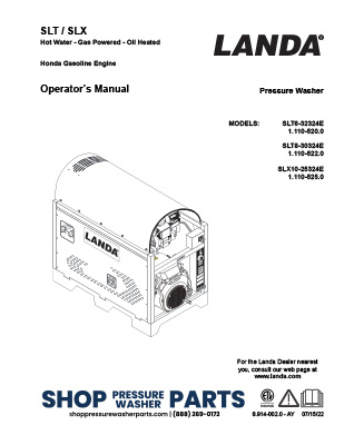 Landa SLT-SLX Gas Operator's Manual