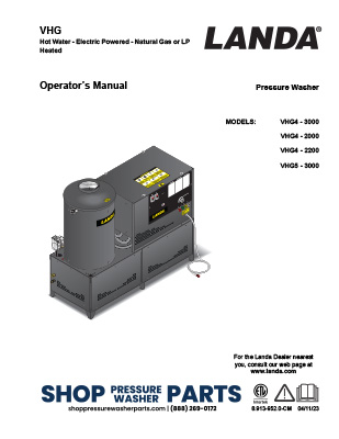 Landa VHG Series Operator's Manual