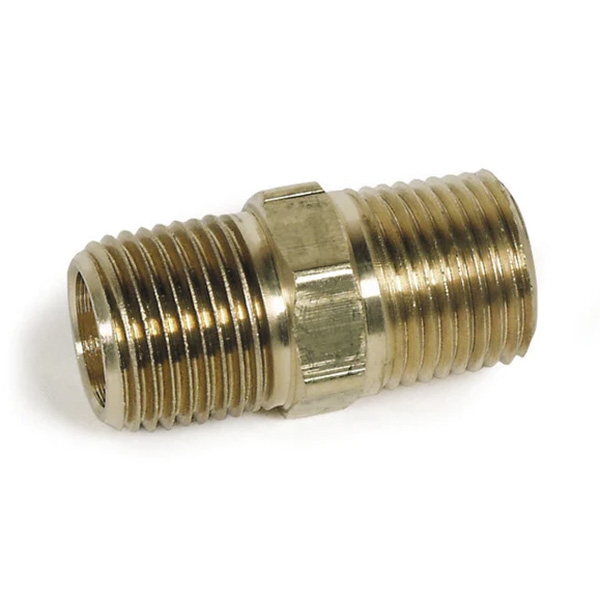 Hex Nipple, 1/4" Brass